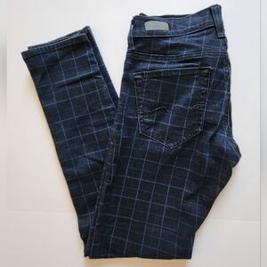 Red Engine Scorcher Super Skinny Blue Plaid Jeans Women's Size 26